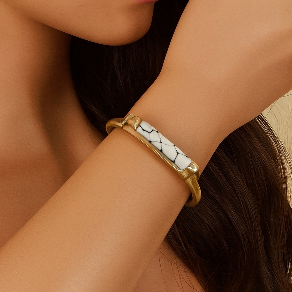 Melrose & Market Gold Tone Cuff Bracelet Stone Accent - Women's Fashion Jewelry